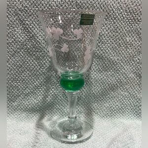NEW Eamon Handmade in Ireland Vintage Shamrock Green & Clear Wine Glass Set of 6